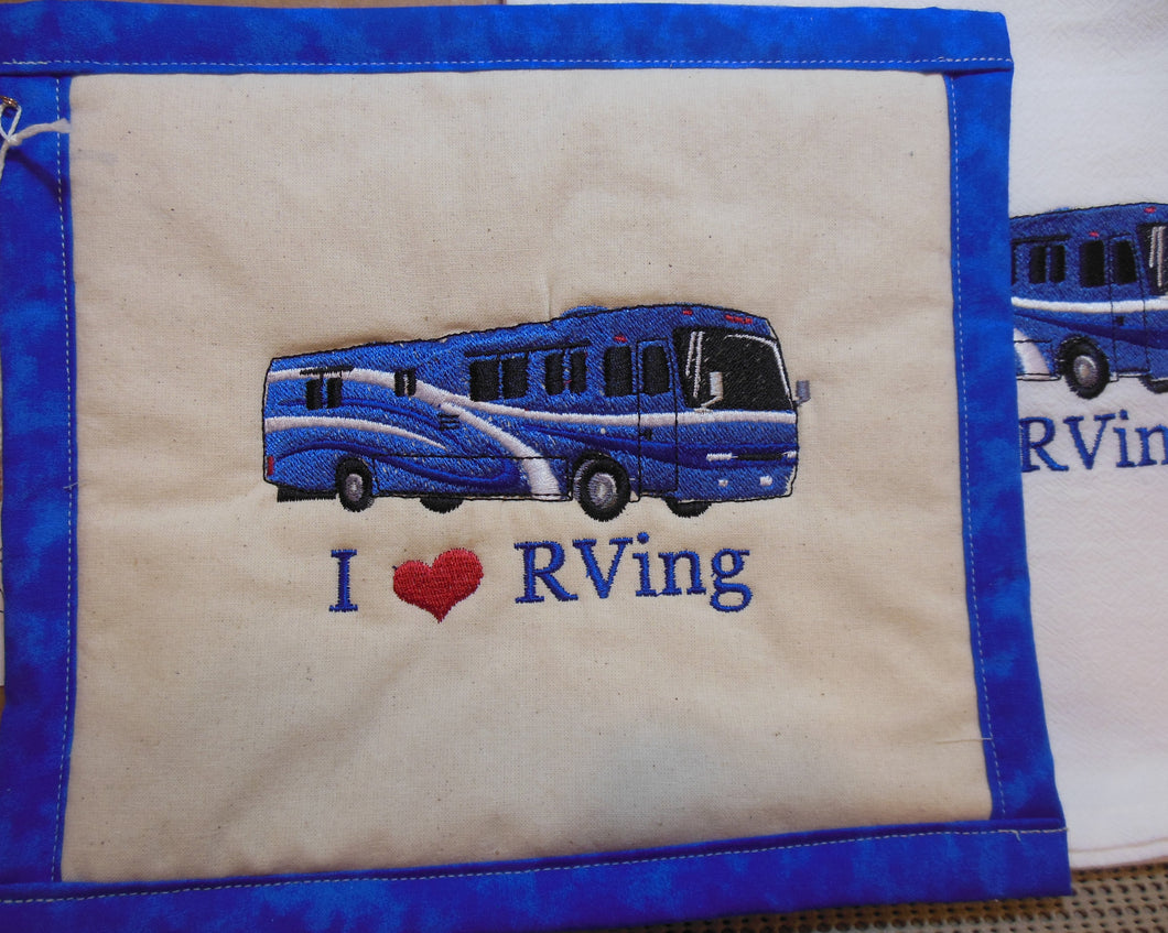 I Love Rving Towel & Potholder Set
