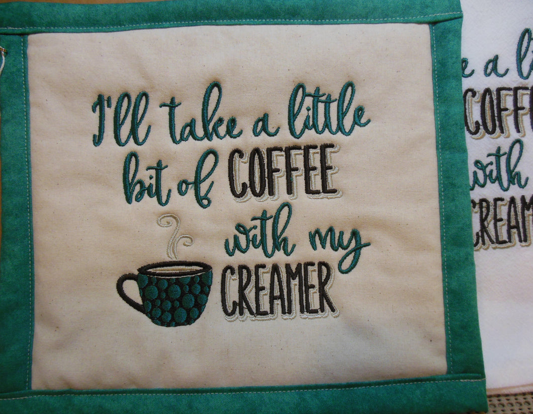 Coffee With Creamer Towel & Potholder Set