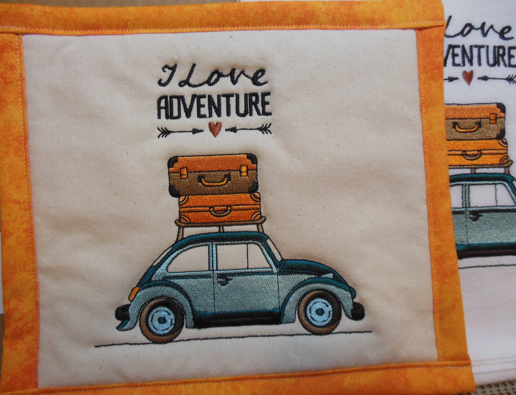 I Love Adventure VW Towel & Potholder Set