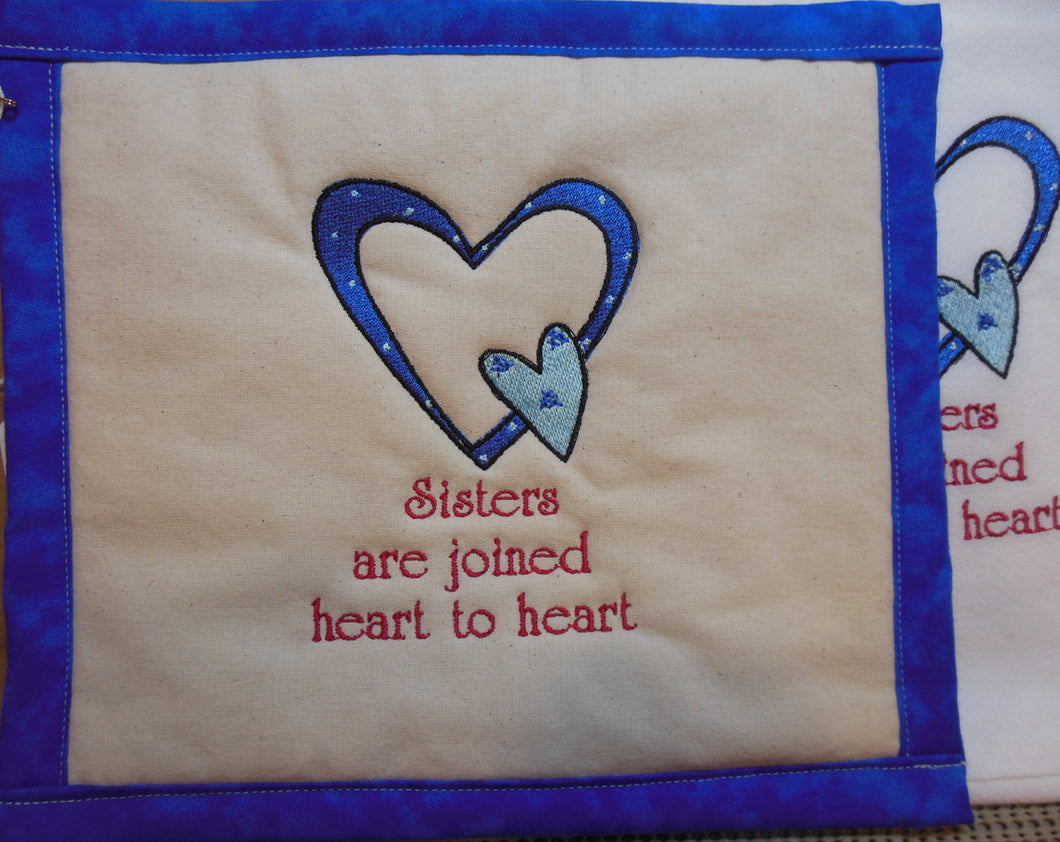Sisters Heart to Heart Towel & Potholder Set