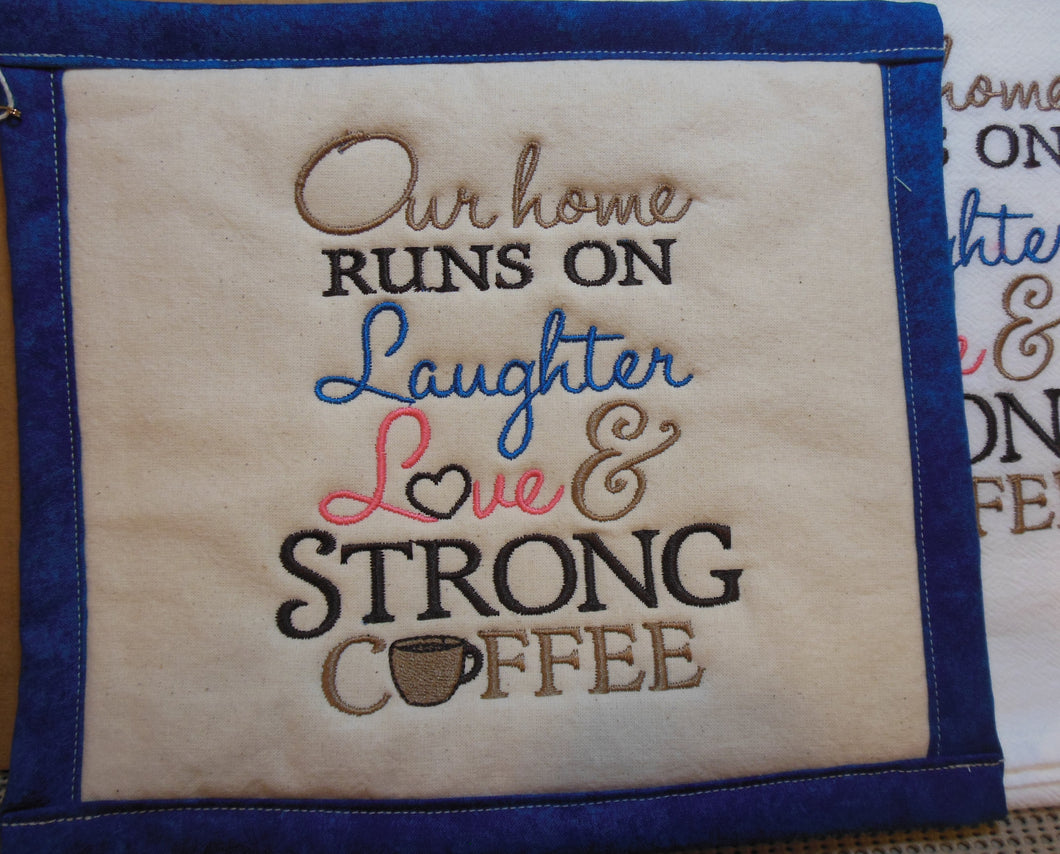 Our Home Runs On Laughter Towel & Potholder Set