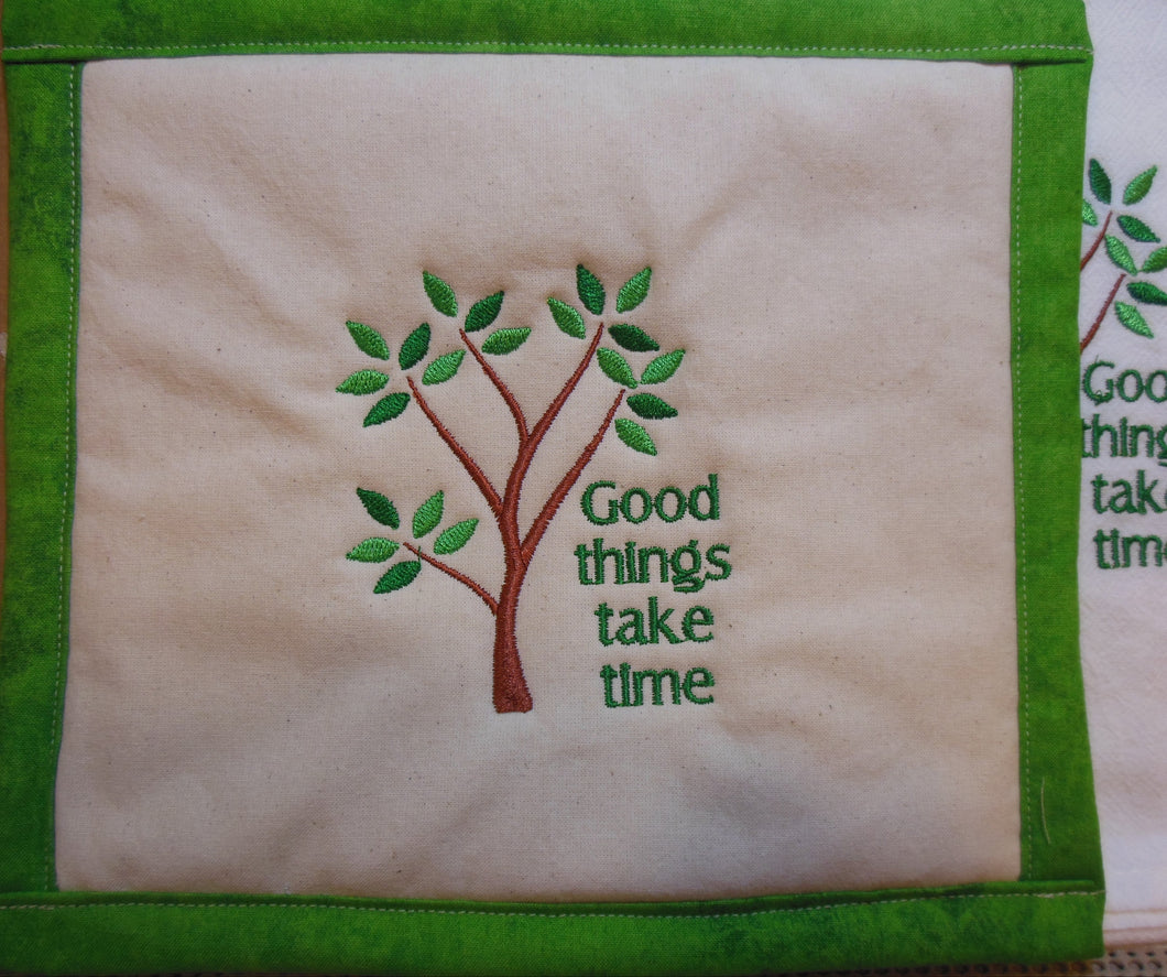 Good Things Take Time Towel & Potholder Set