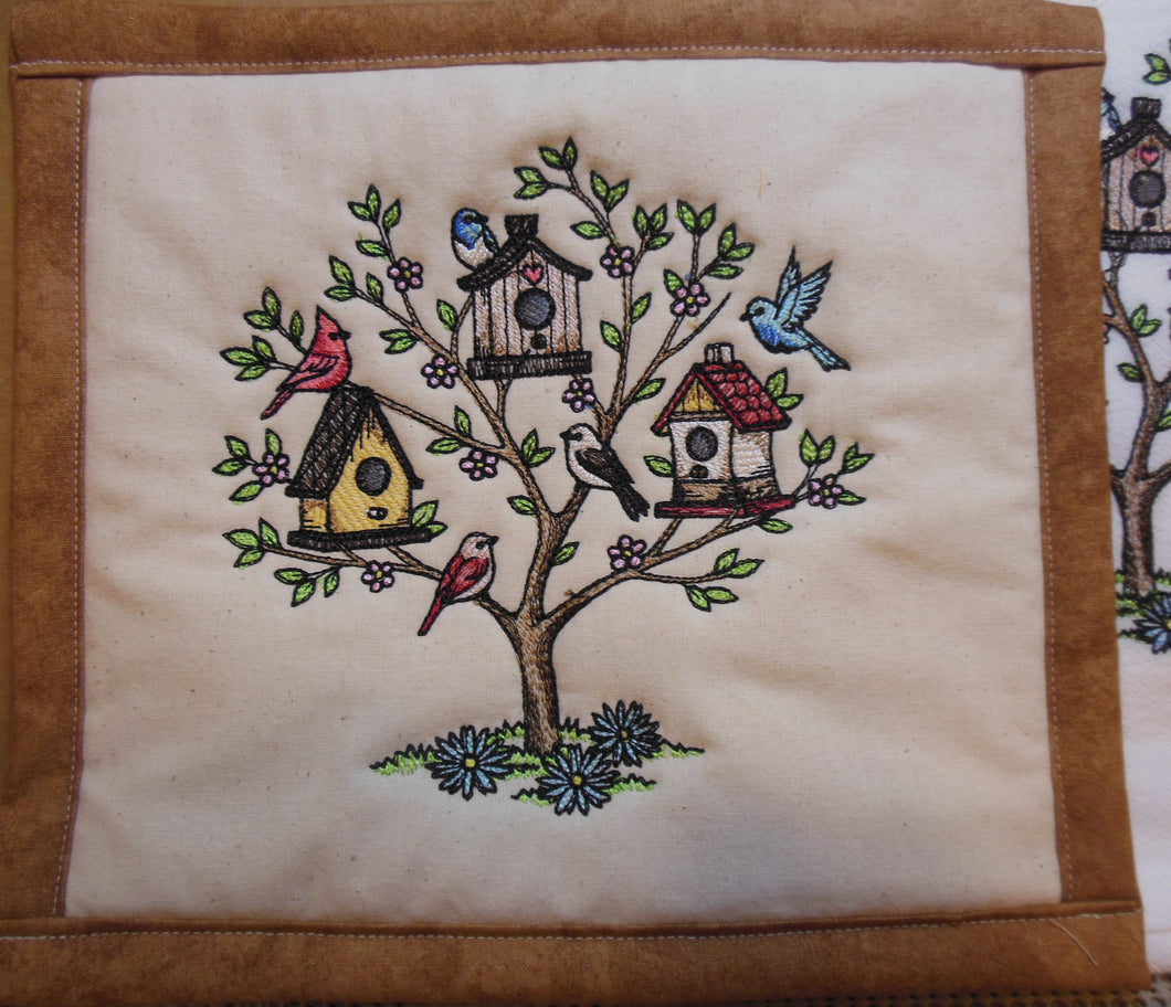 Bird House Block Party Towel & Potholder Set