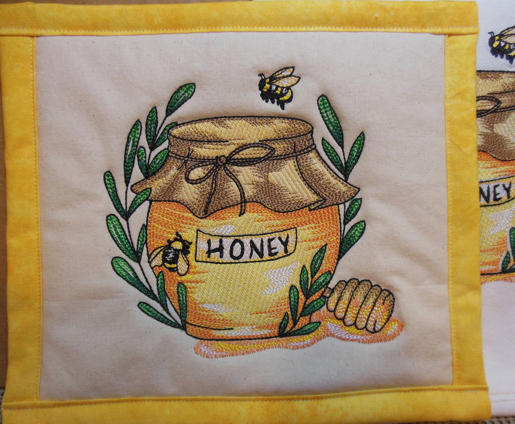 Sweet Honey Jar Towel & Potholder Set