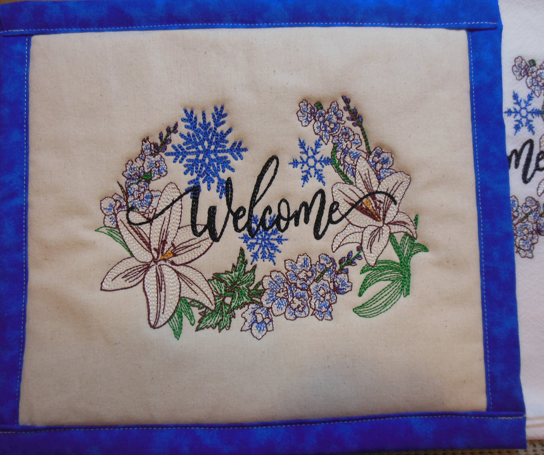 Winter Welcome with Flowers Towel & Potholder Set