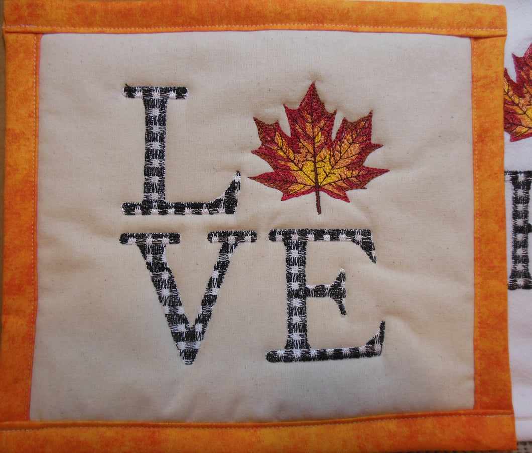Love with Fall Maple Leaf Towel & Potholder Set