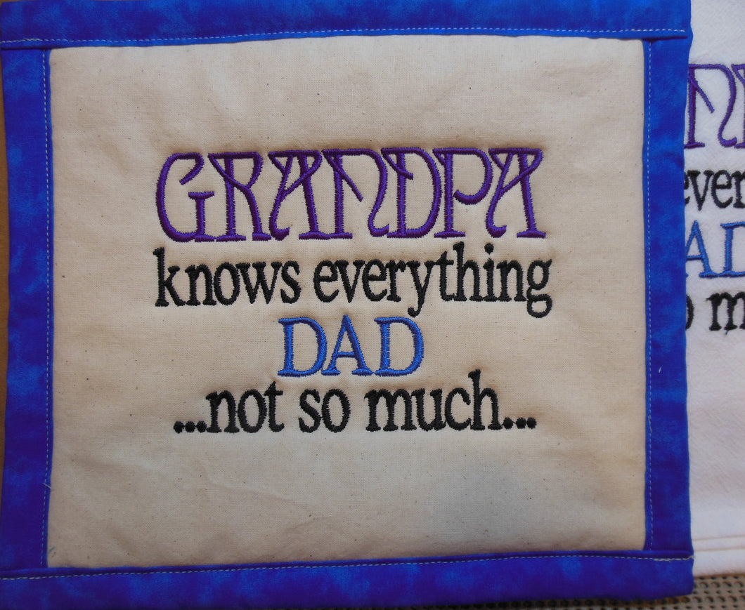 Grandpa Knows Towel & Potholder Set