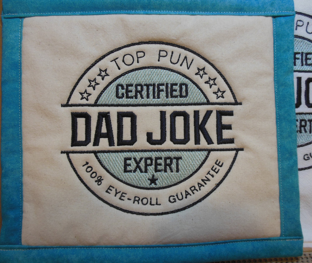 Certified Dad Joke Expert Stamp Towel & Potholder Set