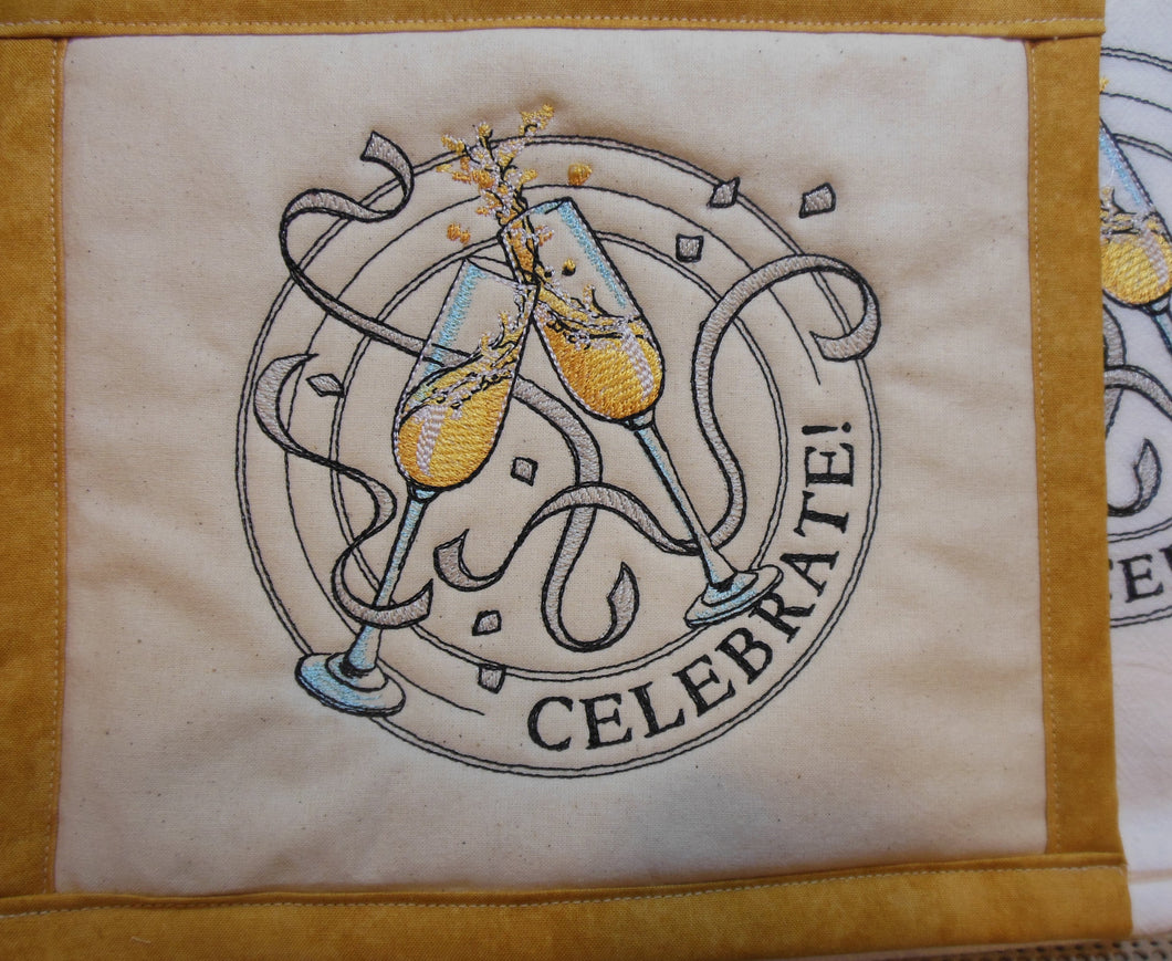 Celebrat Champagne Stamp Towel & Potholder Set