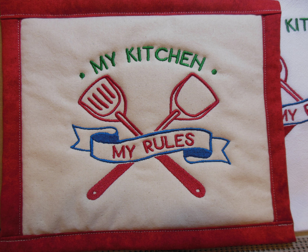 My Kitchen My Rules Towel & Potholder Set