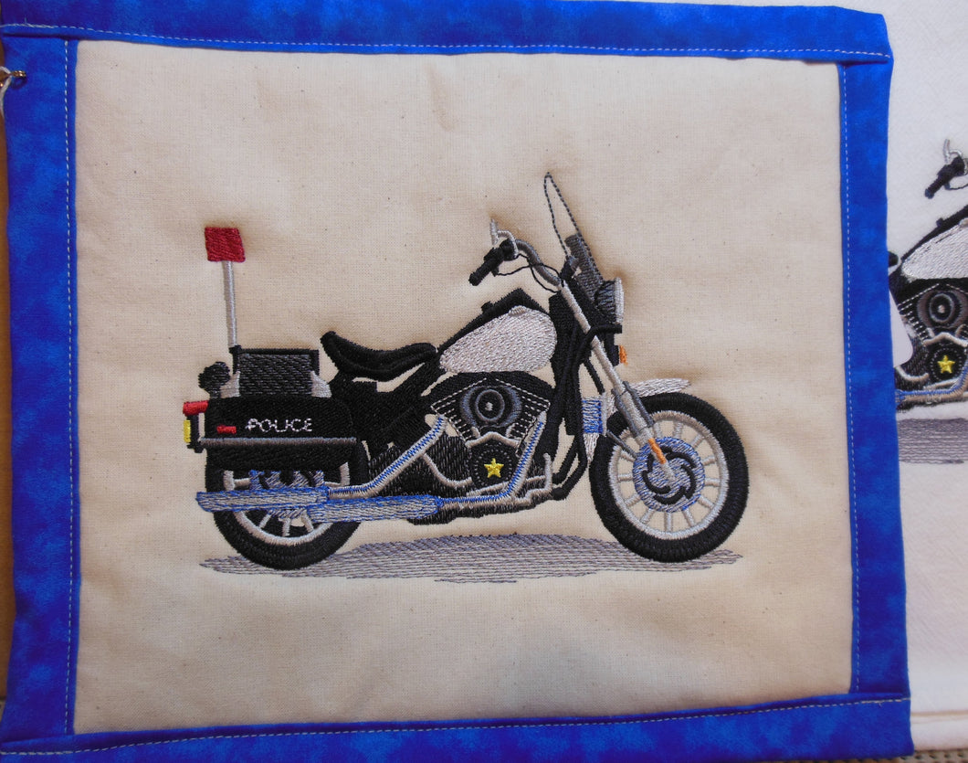 Police Motorcycle Towel & Potholder Set