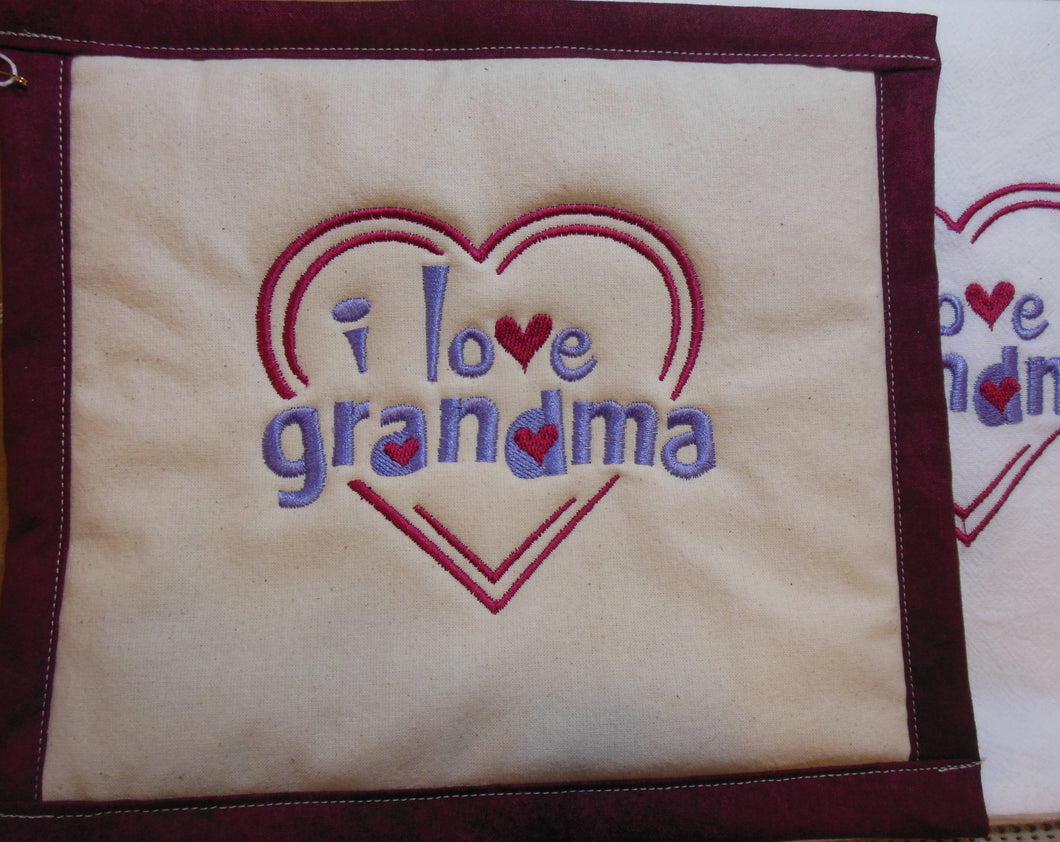 I Love Grandma Towel & Potholder Set