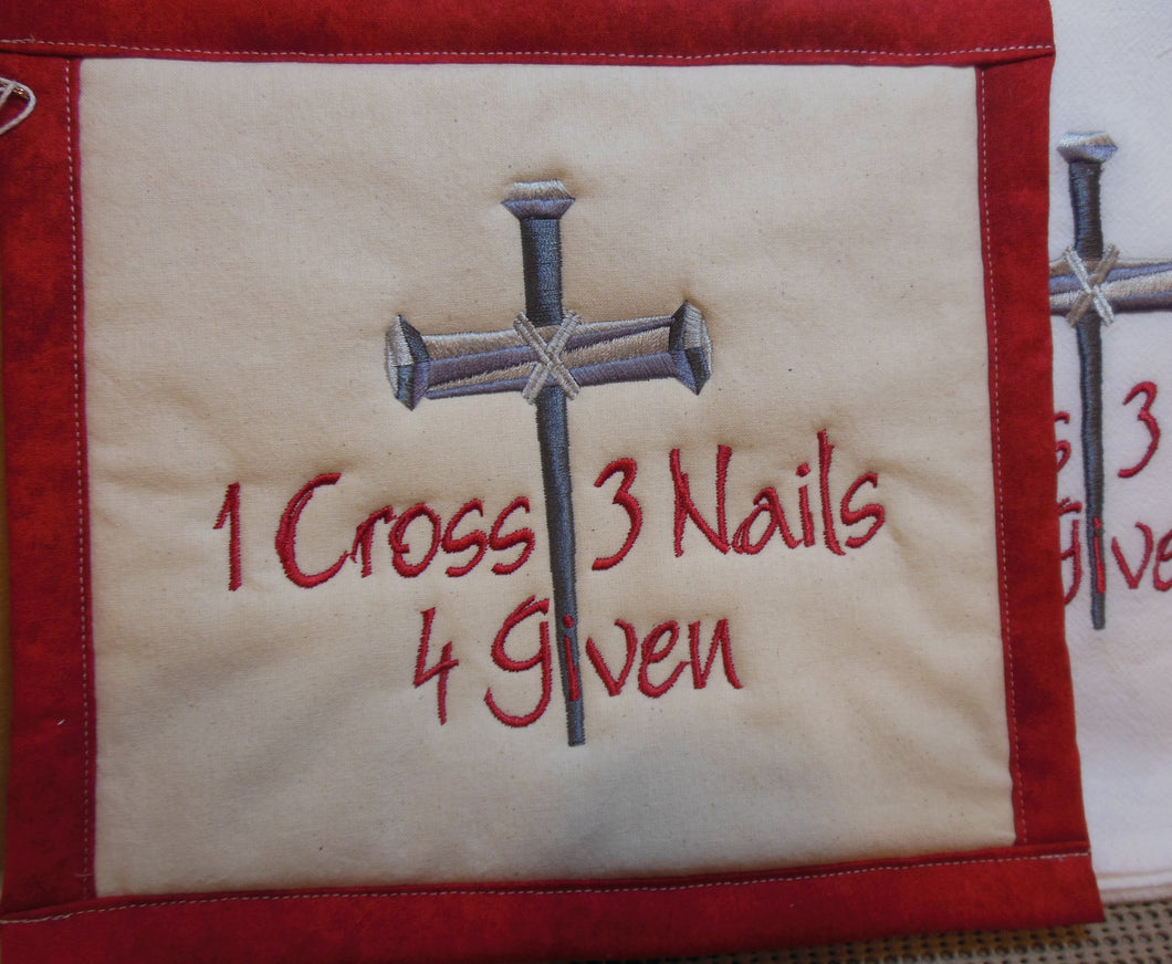 One Cross, 3 Nails, 4Given Towel & Potholder Set