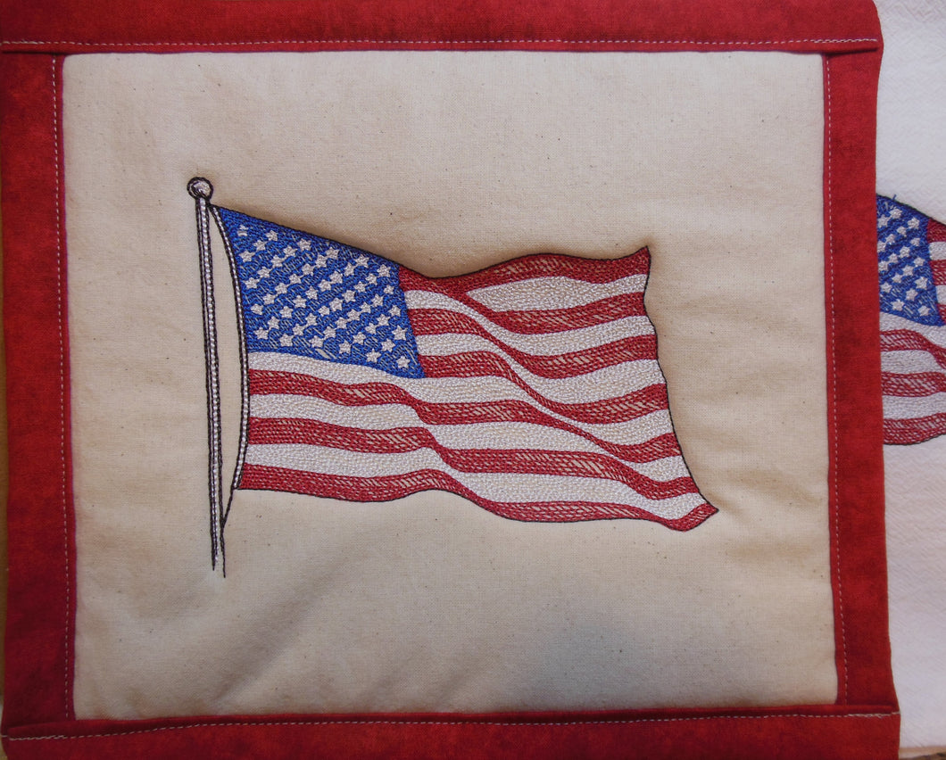 Waving American Flag Towel & Potholder Set