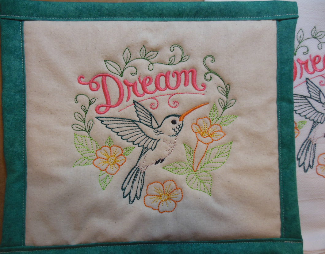 Dream & Hummingbird Towel & Potholder Set