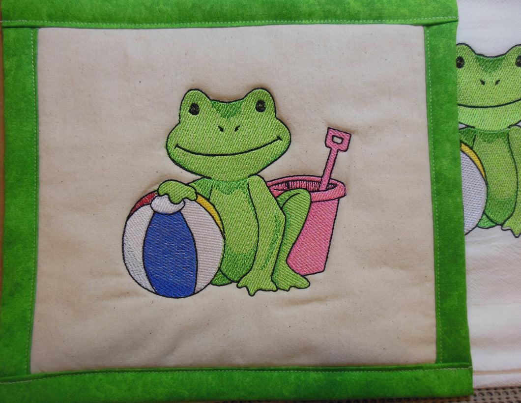 Beach Buddies Frog Towel & Potholder Set