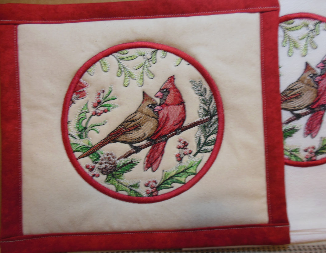 Very Merry Cardinals Towel & Potholder Set