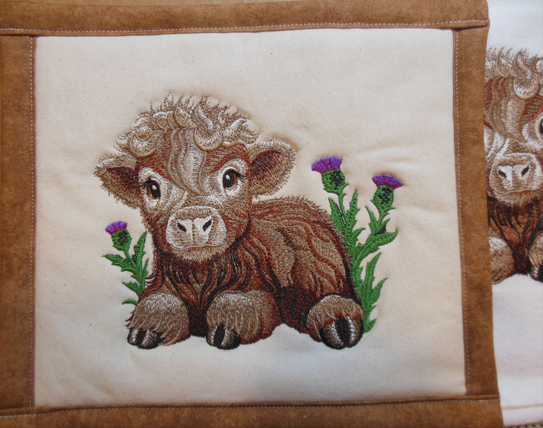 Sweet Highland Calf Towel & Potholder Set