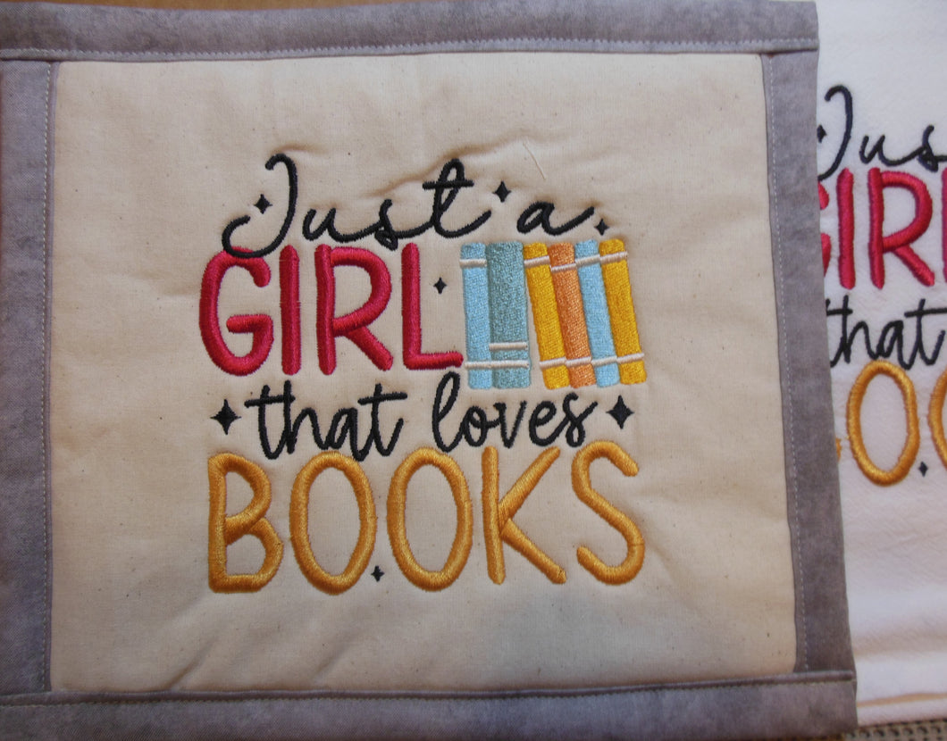 Girl Loves Books Towel & Potholder Set