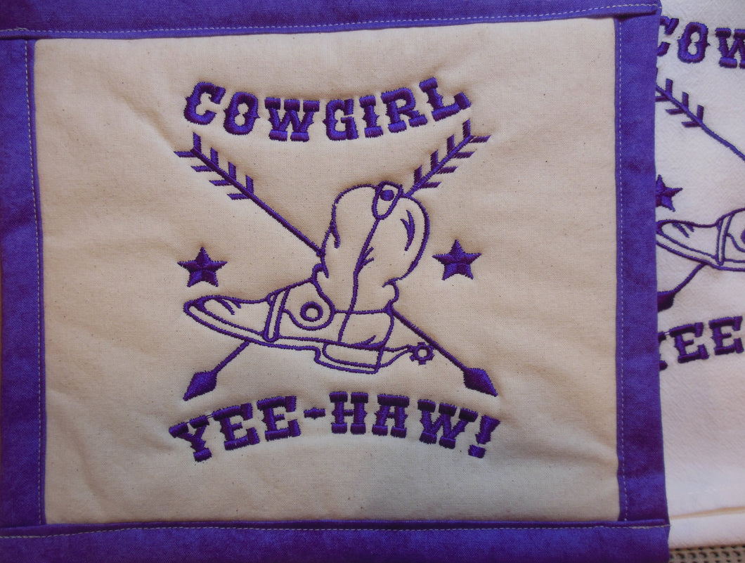 Cowgirl Yee-Haw! Towel & Potholder Set