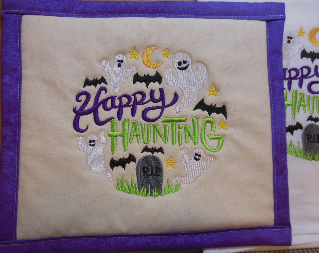 Happy Haunting Ghosts Towel & Potholder Set