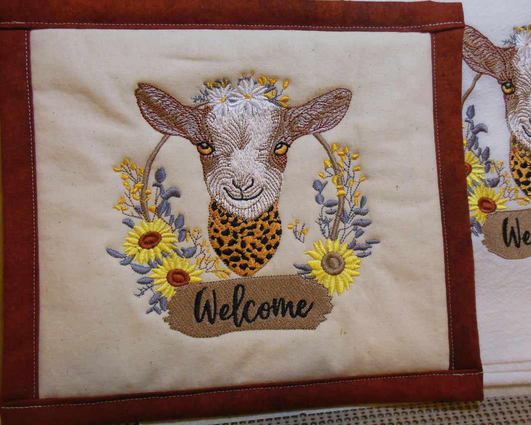 Goat Welcome Towel & Potholder Set