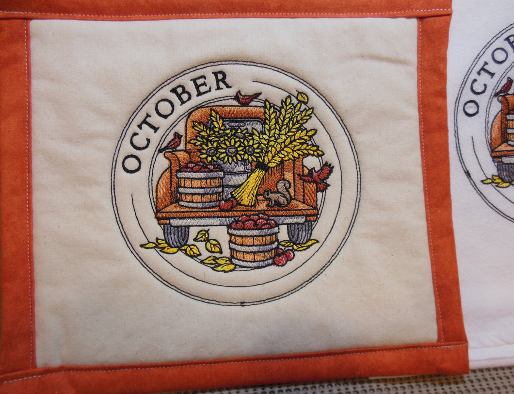 October Stamp Towel & Potholder Set