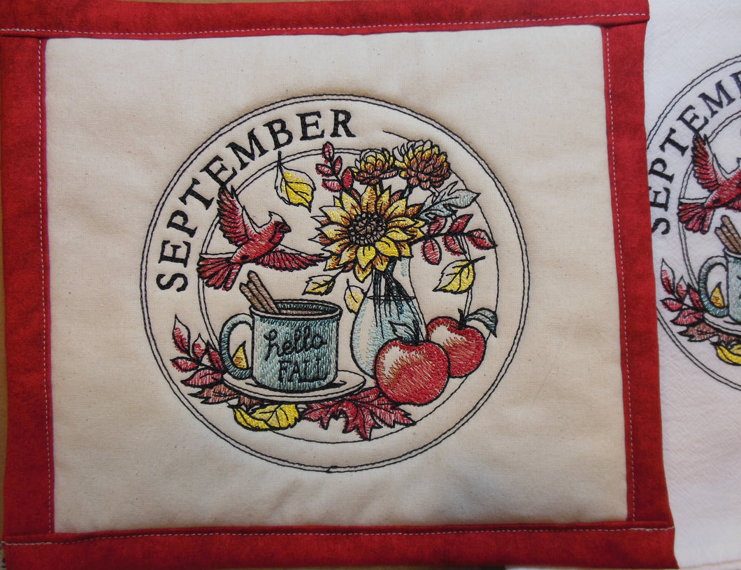 September Stamp Towel & Potholder Set