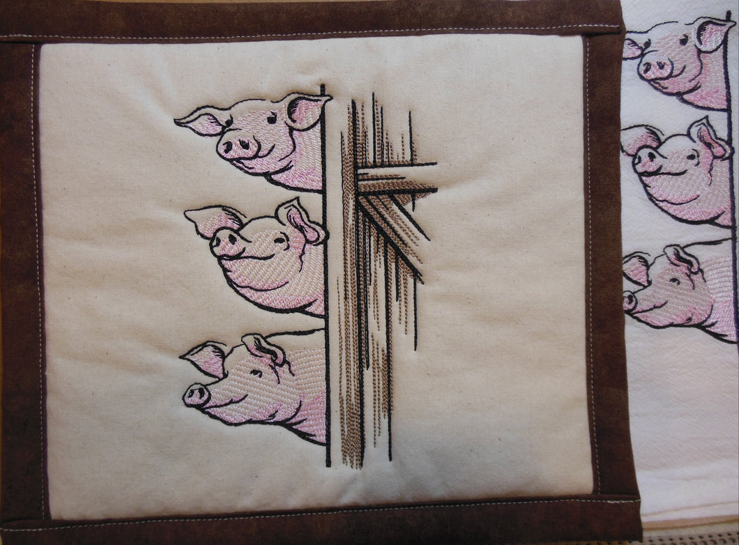 Peeking Pigs Towel & Potholder Set