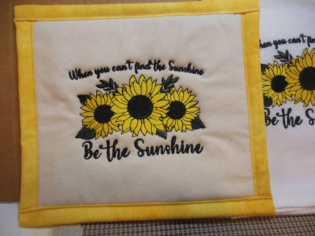 Be The Sunshine Sunflowers Towel & Potholder Set