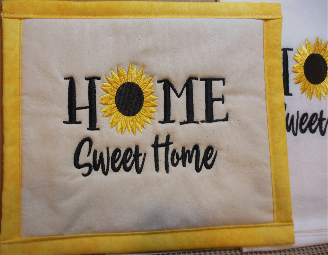 Home Sweet Home Sunflower Towel & Potholder Set