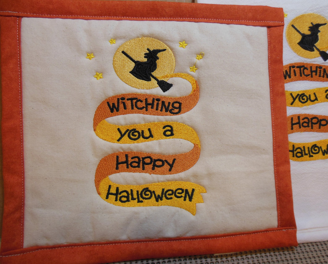 Witching You a Happy Halloween Towel & Potholder Set