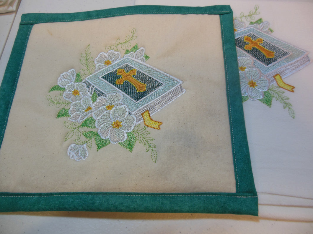 Lenten roses and bible Towel & Potholder Set