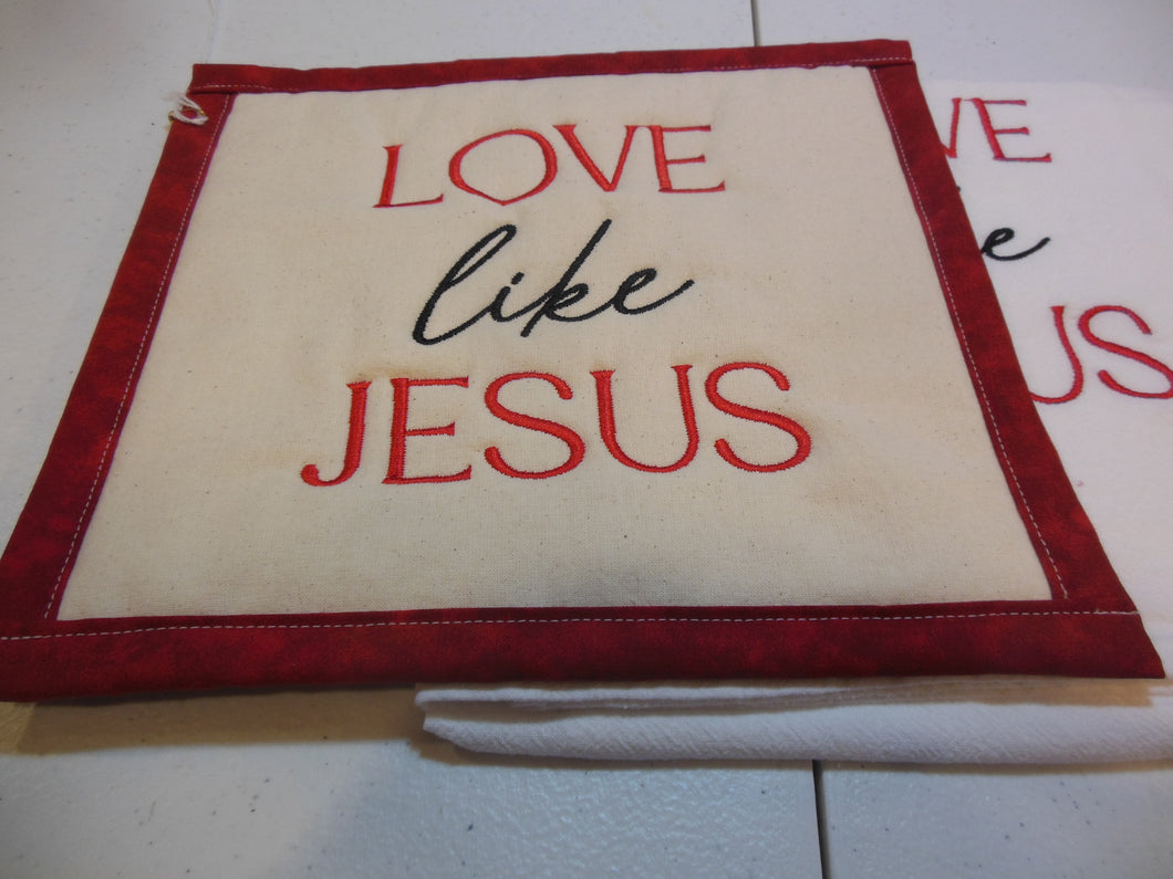 Love like Jesus Towel & Potholder Set