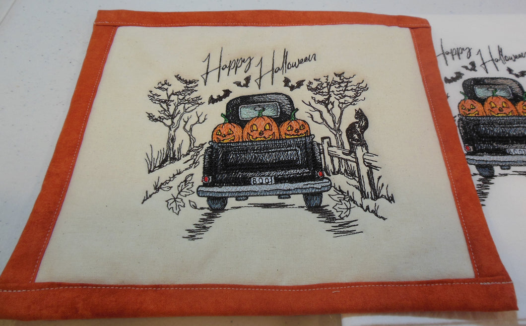 Halloween Retro Truck Medley Towel & Potholder Set