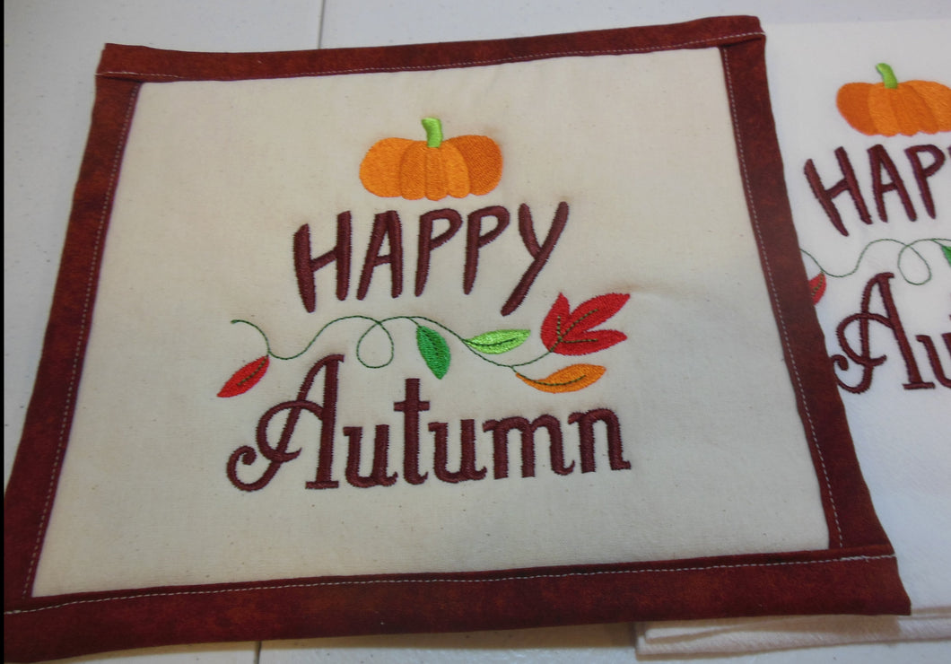 Happy Autumn Towel & Potholder Set