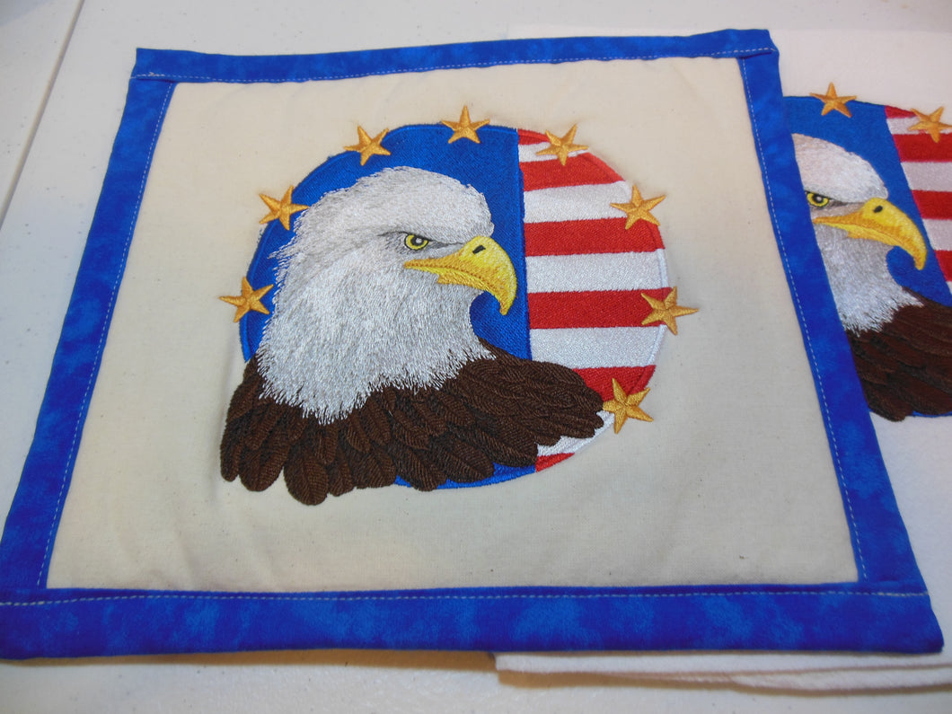 American Eagle on flag Towel & Potholder Set