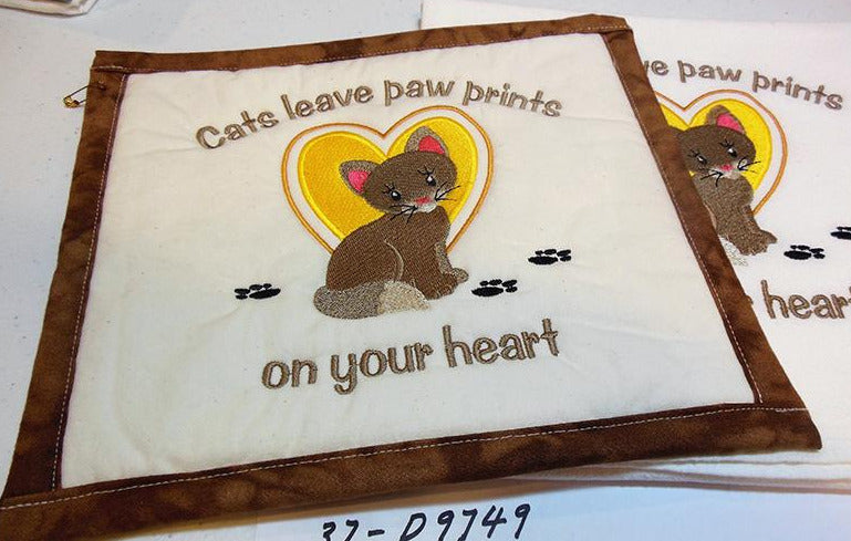 Cats Leave Paw Prints on Your Heart Towel & Potholder Set