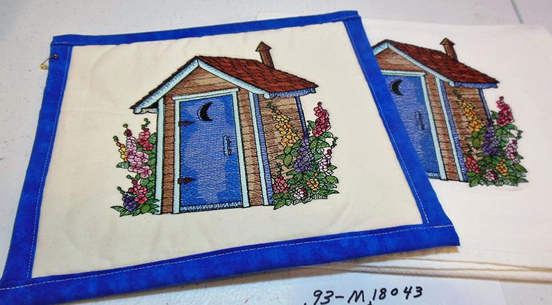 Floral Outhouse Towel & Potholder Set