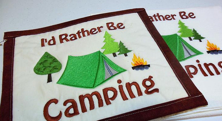 I'd Rather Be Camping Towel & Potholder Set