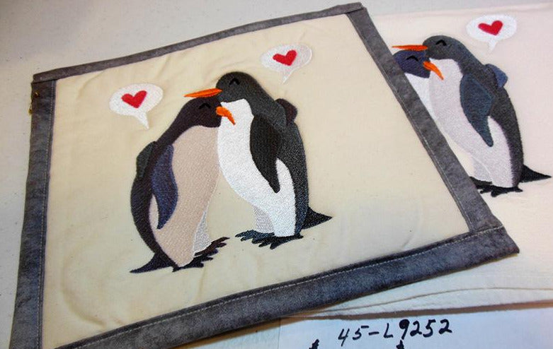Penguins in Love Towel & Potholder Set