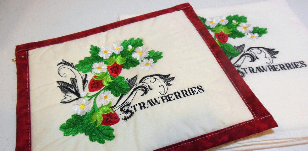 Strawberries on Vine Towel & Potholder Set