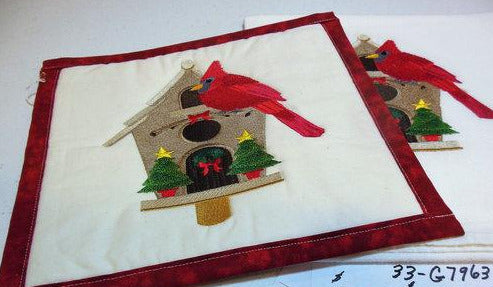 Cardinal Bird House Towel & Potholder Set