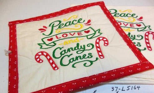 Peace Love And Candy Canes Towel & Potholder Set