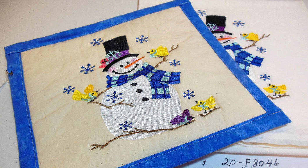 Snowman and Birds Towel & Potholder Set – randrquilting