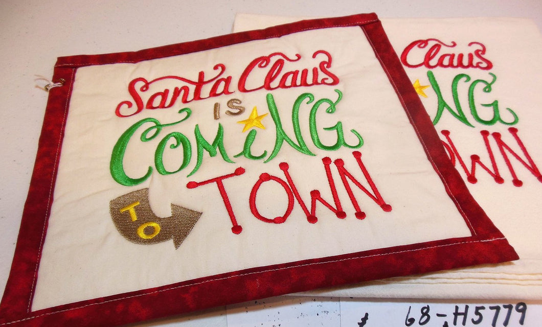 Santa Claus Is Coming To Town Towel & Potholder Set