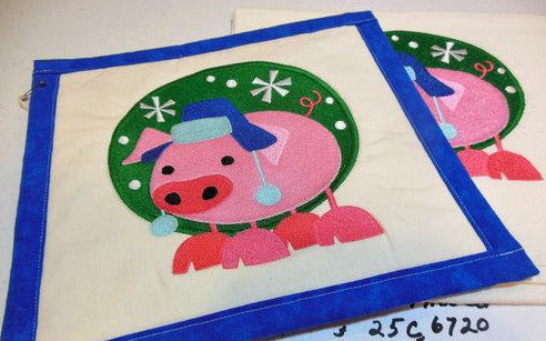 Christmas Pig Towel & Potholder Set
