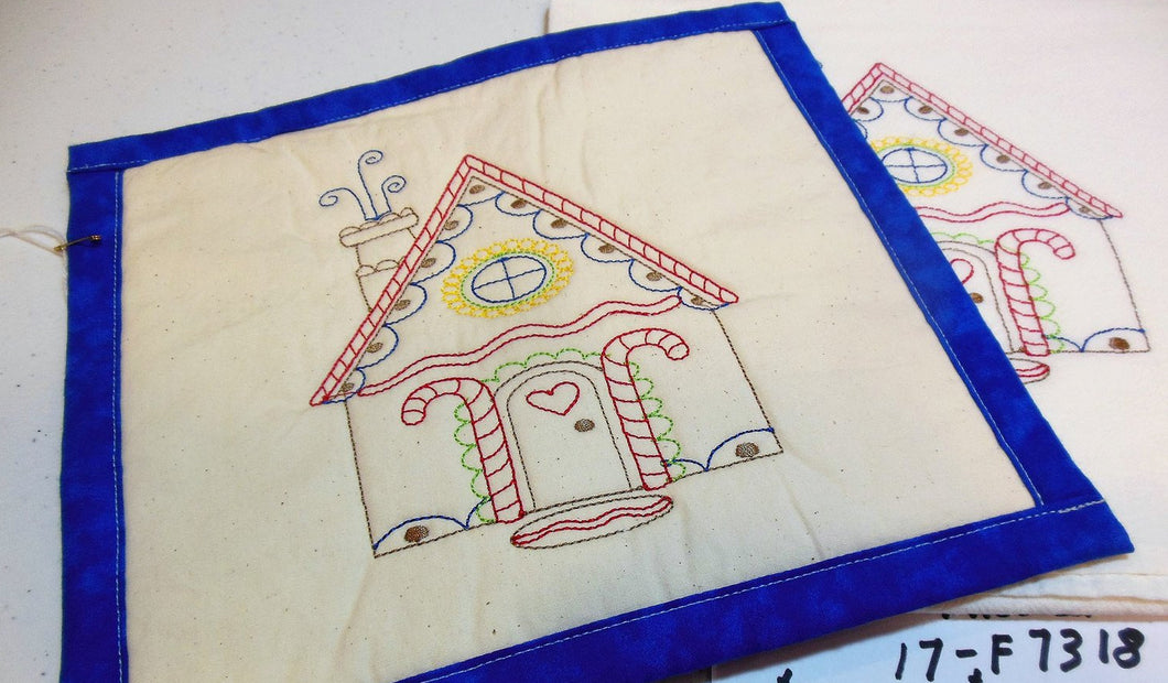 Gingerbread House Linework Towel & Potholder Set