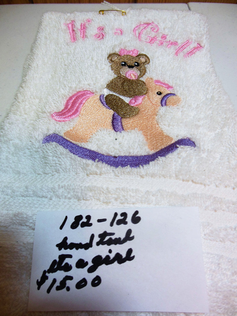 It's A Girl-Teddy Bear Hand Towel