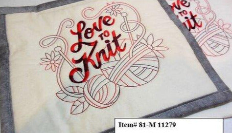 Love To Knit Linework Towel & Potholder Set